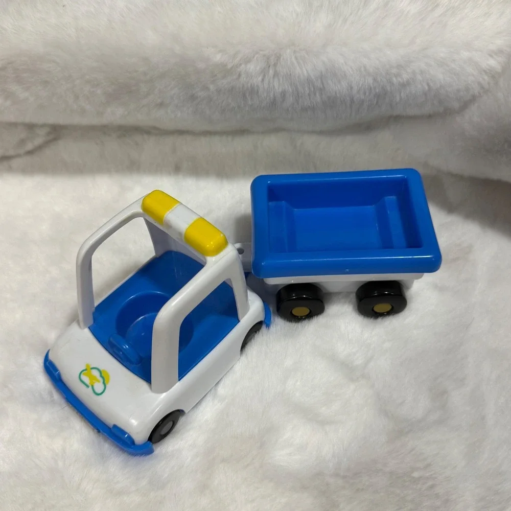 Toy Airport Baggage Cart and Trailer Blue White Toy Cart